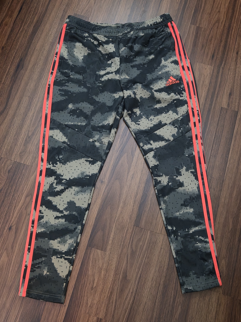 adidas Camo Joggers with Neon Orange Stripes